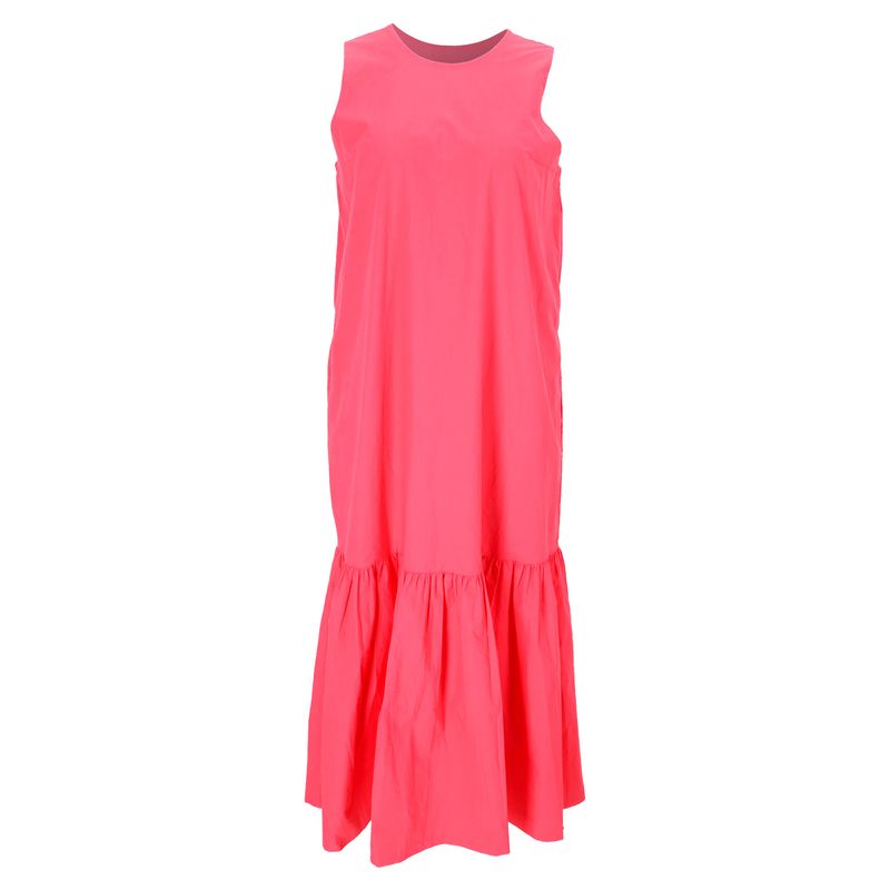 The Frankie Shop Loulou Flounce Hem Dress In Pink Cotton